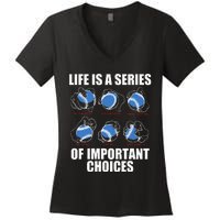 Types Of Baseball Pitches Life Choices Pitcher Player Gift Women's V-Neck T-Shirt