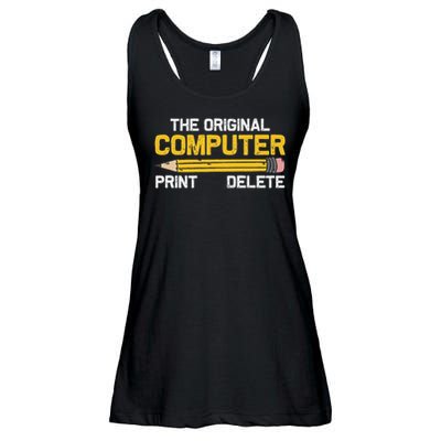 The Original Computer Humor Graphic Print Delete Pencil Ladies Essential Flowy Tank