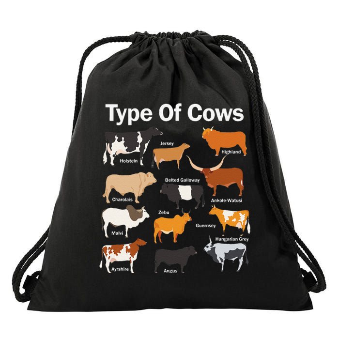 Types Of Cows Farmer Tee Costume funny Cow Farming Drawstring Bag