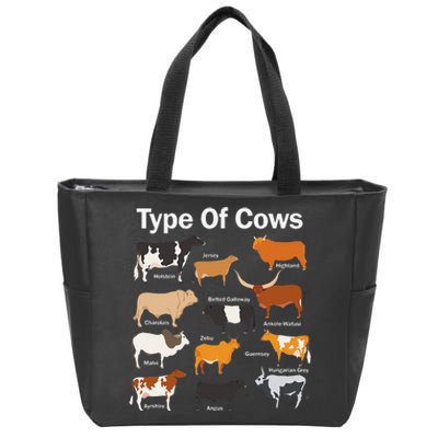 Types Of Cows Farmer Tee Costume funny Cow Farming Zip Tote Bag