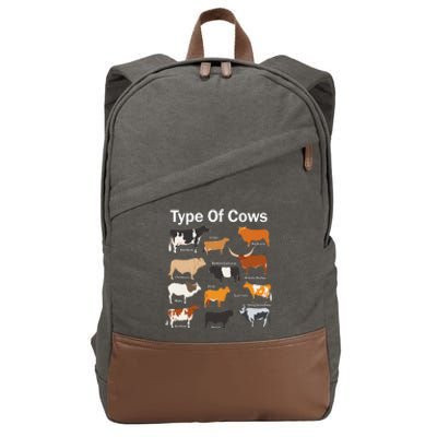 Types Of Cows Farmer Tee Costume funny Cow Farming Cotton Canvas Backpack