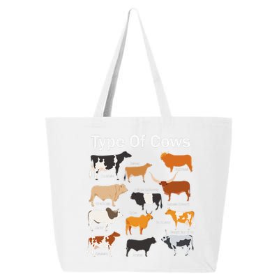 Types Of Cows Farmer Tee Costume funny Cow Farming 25L Jumbo Tote