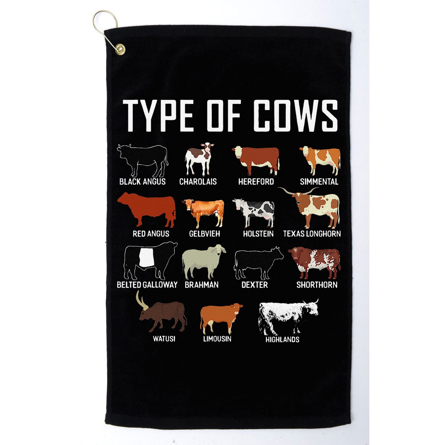 Types Of Cows Farmer Tee Costume Cow Golf Towel