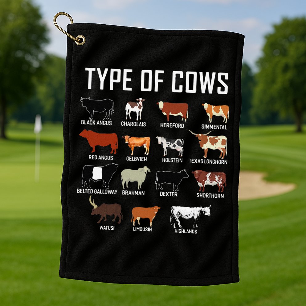 Types Of Cows Farmer Tee Costume Cow Golf Towel