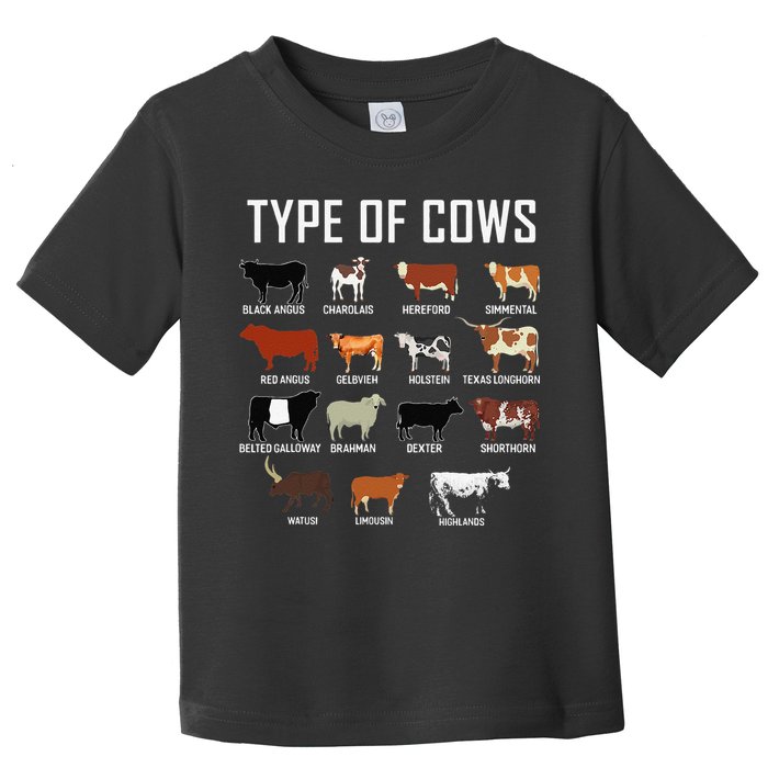 Types Of Cows Farmer Tee Costume Cow Toddler T-Shirt