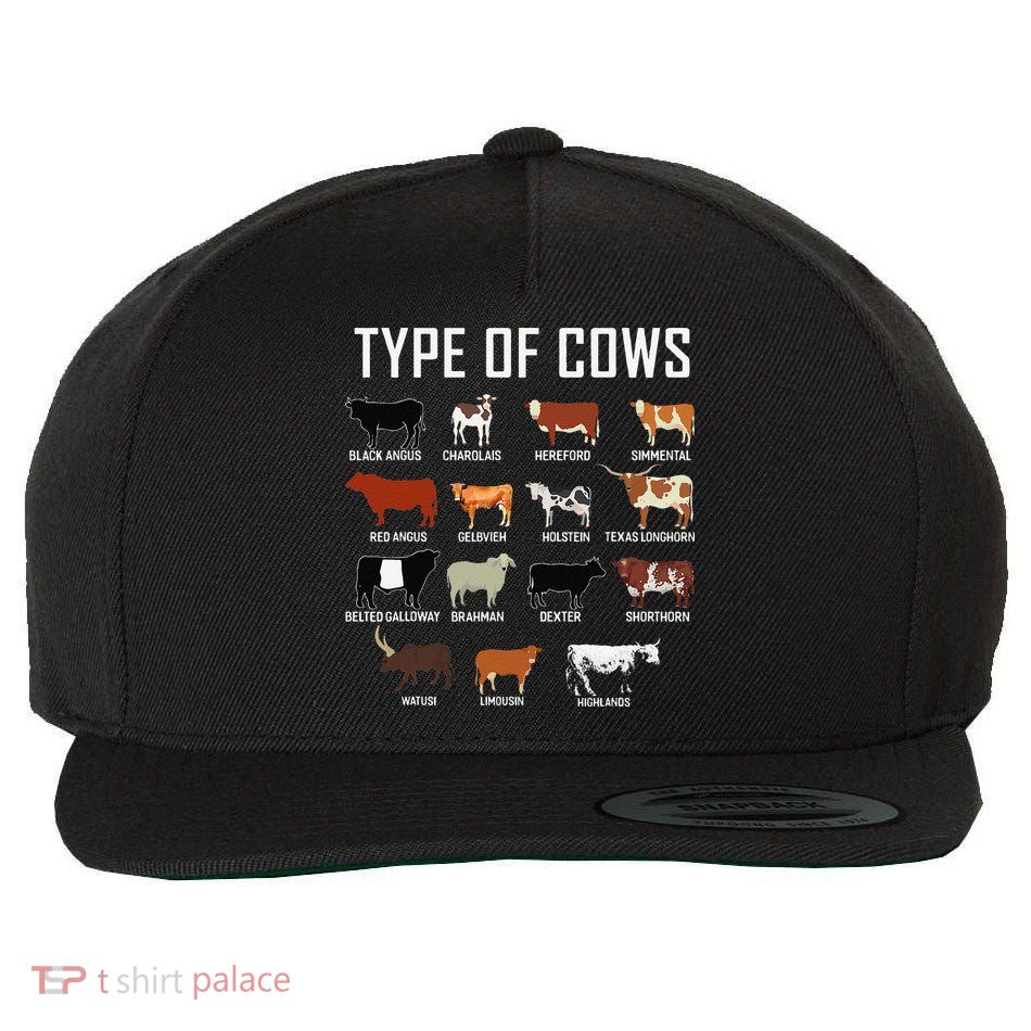Types Of Cows Farmer Tee Costume Cow Wool Snapback Cap