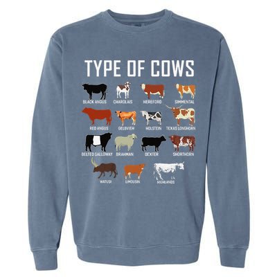 Types Of Cows Farmer Tee Costume Cow Garment-Dyed Sweatshirt