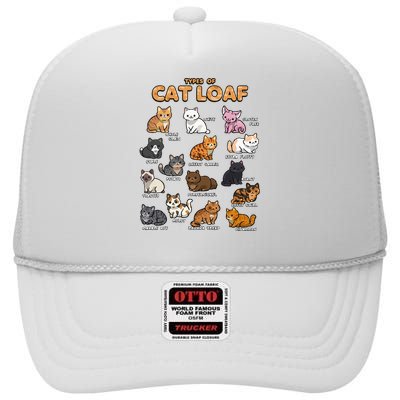 Types Of Cat Loaf Cute Kitten Kawaii Cats High Crown Mesh Back Trucker Hat