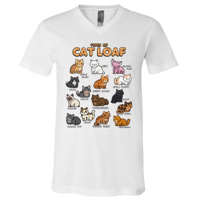 Types Of Cat Loaf Cute Kitten Kawaii Cats V-Neck T-Shirt