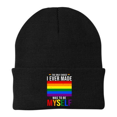 The Only Choice I Ever Made Was To Be Myself LGBTQ Flag Knit Cap Winter Beanie