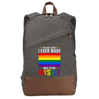 The Only Choice I Ever Made Was To Be Myself LGBTQ Flag Cotton Canvas Backpack