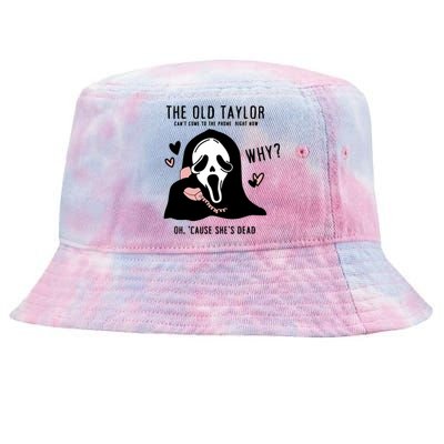 The Old Cant Come To The Phone Right Now Oh Cause Shes Dead Halloween Ghostface Tie-Dyed Bucket Hat