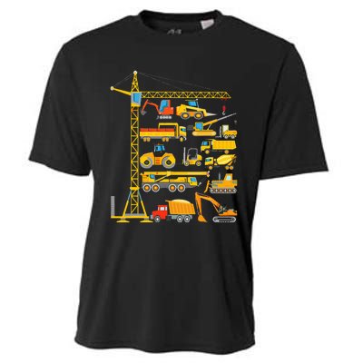 Types Of Construction Excavator Bulldozer Truck Crane Cooling Performance Crew T-Shirt