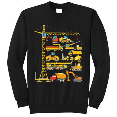 Types Of Construction Excavator Bulldozer Truck Crane Sweatshirt