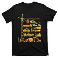 Types Of Construction Excavator Bulldozer Truck Crane T-Shirt