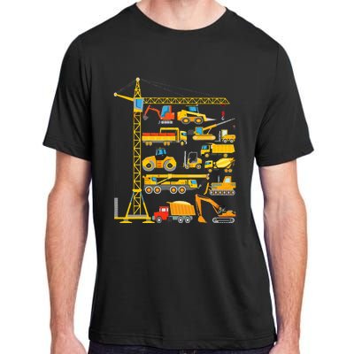 Types Of Construction Excavator Bulldozer Truck Crane Adult ChromaSoft Performance T-Shirt