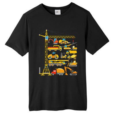 Types Of Construction Excavator Bulldozer Truck Crane Tall Fusion ChromaSoft Performance T-Shirt