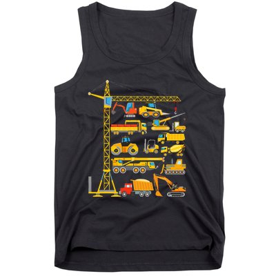 Types Of Construction Excavator Bulldozer Truck Crane Tank Top