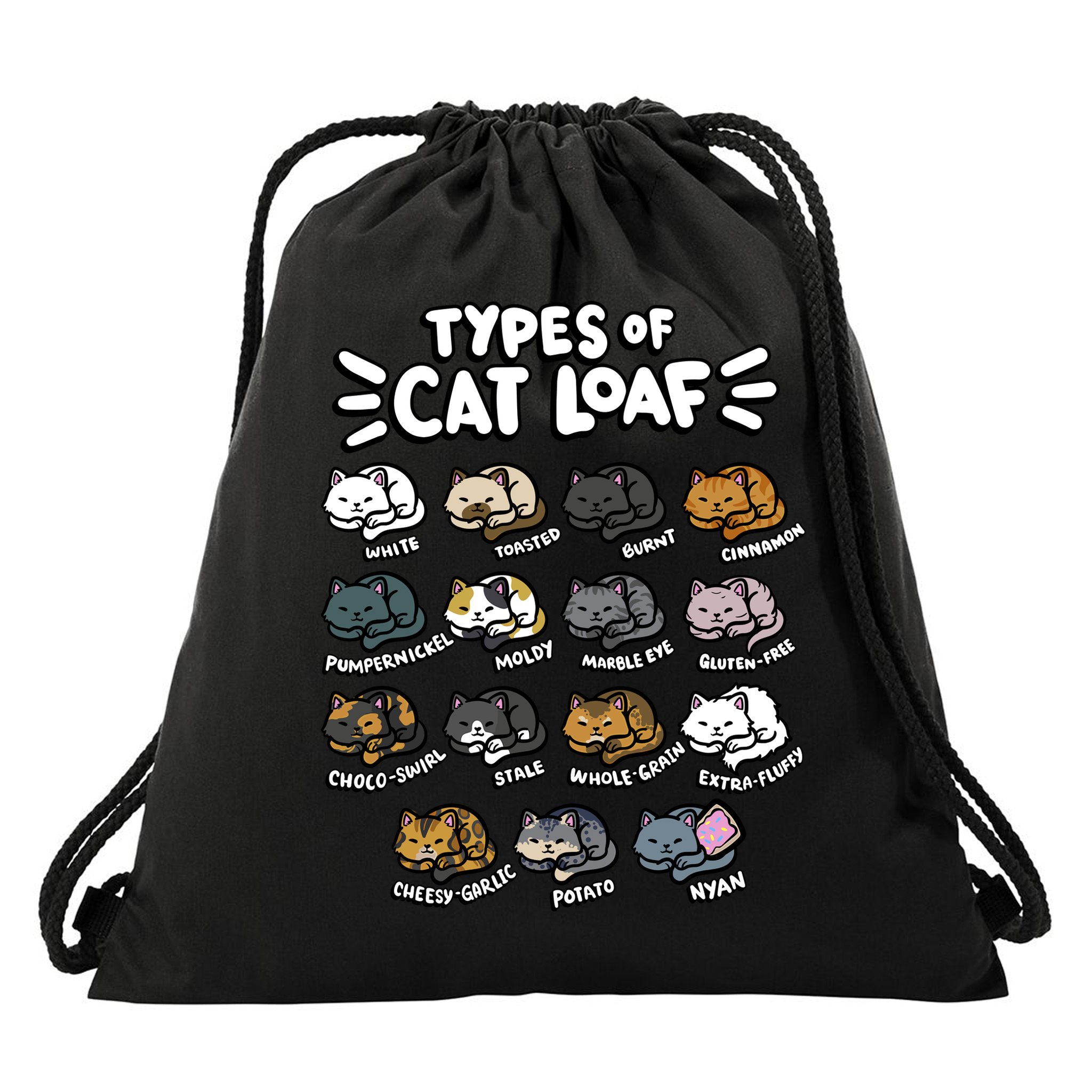 Types Of Cat Loaf Kitten Bread Lover Foodie Cute Pet Cat Drawstring Bag