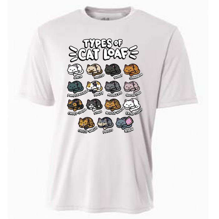 Types Of Cat Loaf Kitten Bread Lover Foodie Cute Pet Cat Cooling Performance Crew T-Shirt