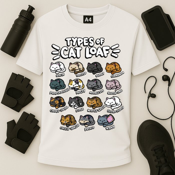 Types Of Cat Loaf Kitten Bread Lover Foodie Cute Pet Cat Performance Shirt