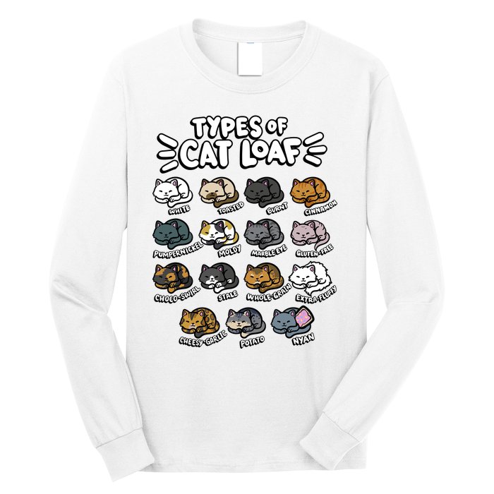 Types Of Cat Loaf Kitten Bread Lover Foodie Cute Pet Cat Long Sleeve Shirt