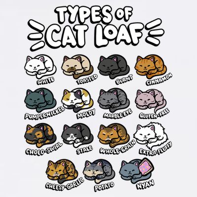 Types Of Cat Loaf Kitten Bread Lover Foodie Cute Pet Cat T-Shirt