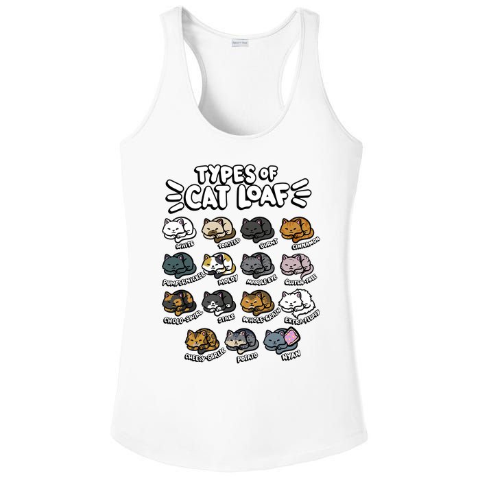 Types Of Cat Loaf Kitten Bread Lover Foodie Cute Pet Cat Ladies PosiCharge Competitor Racerback Tank