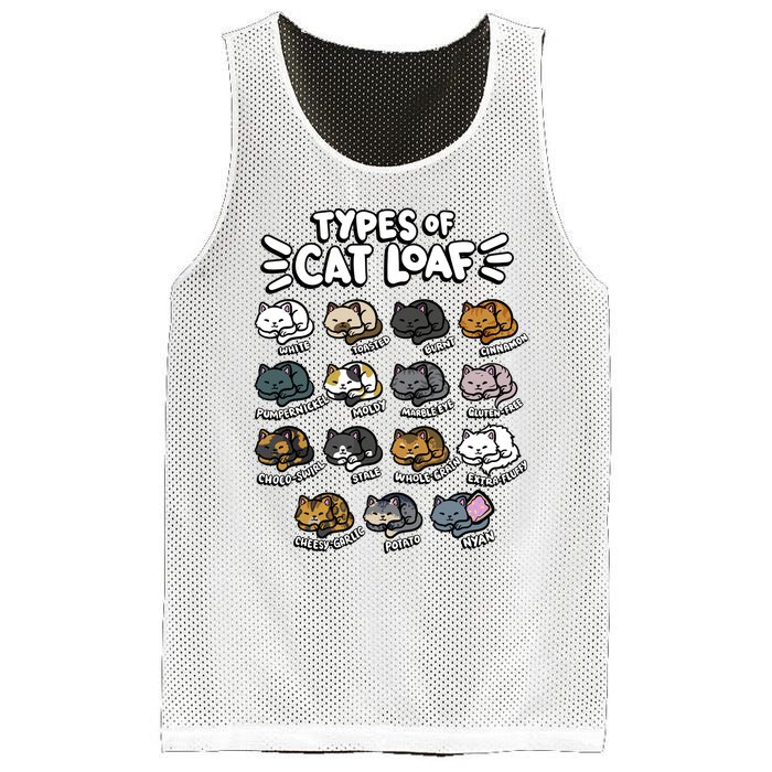 Types Of Cat Loaf Kitten Bread Lover Foodie Cute Pet Cat Mesh Reversible Basketball Jersey Tank