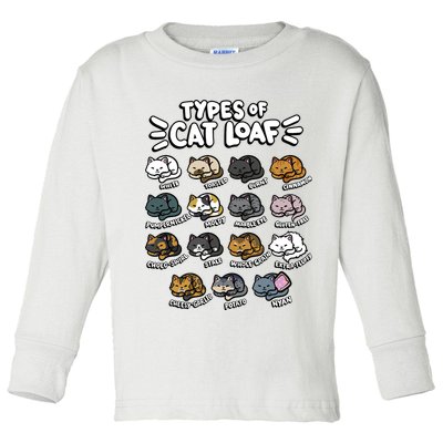 Types Of Cat Loaf Kitten Bread Lover Foodie Cute Pet Cat Toddler Long Sleeve Shirt