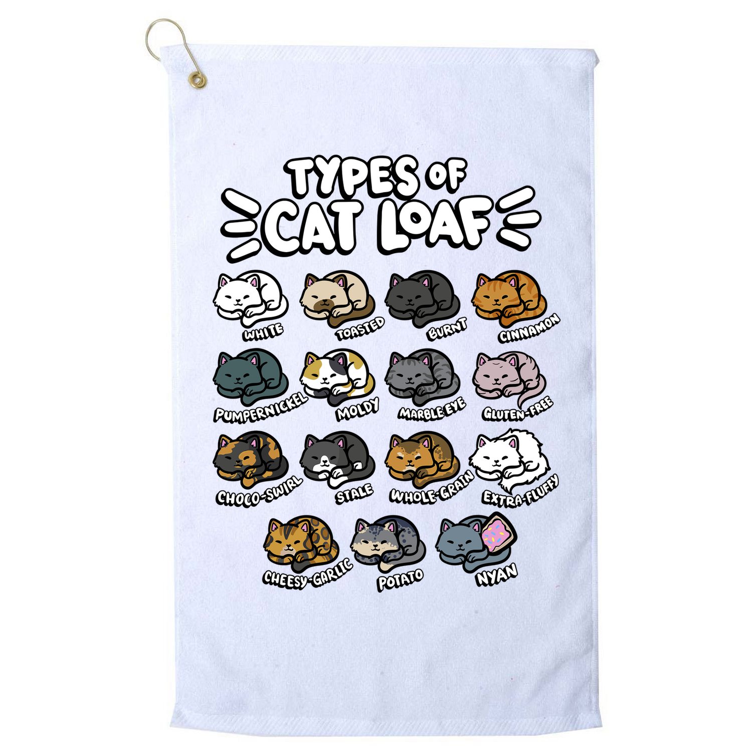 Types Of Cat Loaf Kitten Bread Lover Foodie Cute Pet Cat Golf Towel