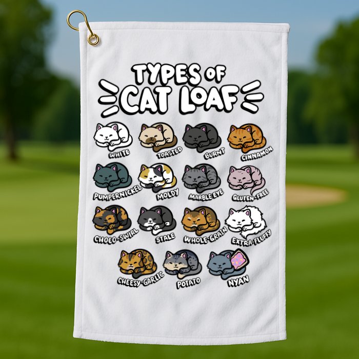 Types Of Cat Loaf Kitten Bread Lover Foodie Cute Pet Cat Golf Towel