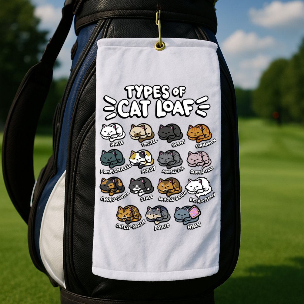 Types Of Cat Loaf Kitten Bread Lover Foodie Cute Pet Cat Golf Towel