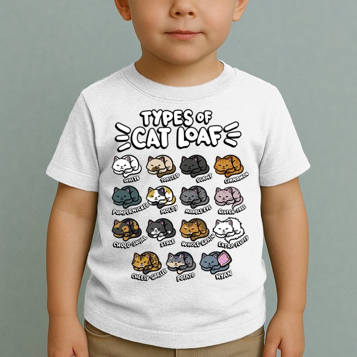 Types Of Cat Loaf Kitten Bread Lover Foodie Cute Pet Cat Toddler T-Shirt
