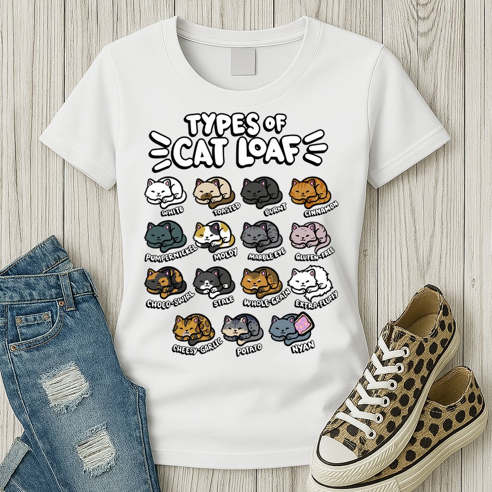 Types Of Cat Loaf Kitten Bread Lover Foodie Cute Pet Cat Womens T-Shirt