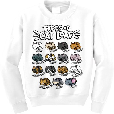 Types Of Cat Loaf Kitten Bread Lover Foodie Cute Pet Cat Kids Sweatshirt
