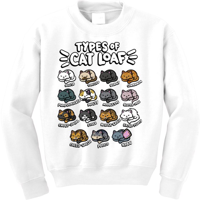 Types Of Cat Loaf Kitten Bread Lover Foodie Cute Pet Cat Kids Sweatshirt