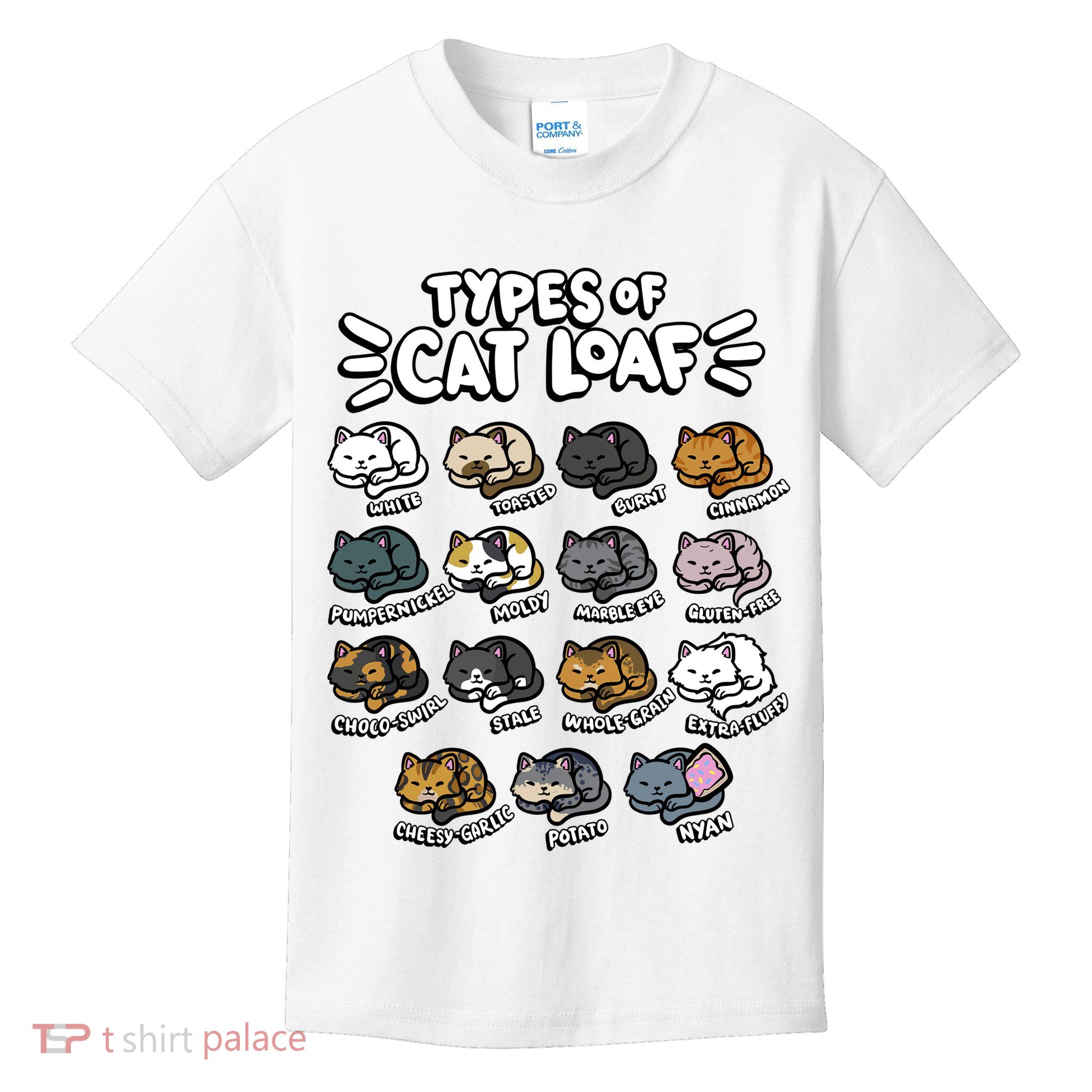 Types Of Cat Loaf Kitten Bread Lover Foodie Cute Pet Cat Kids T-Shirt