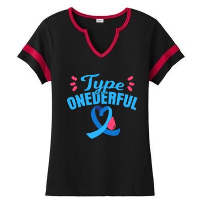 Type Onederful Cute Type 1 Diabetes Awareness Ladies Halftime Notch Neck Tee