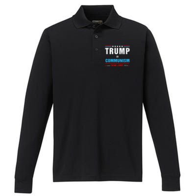 Trump Or Communism Vote Trump Vance 2024 Gift Performance Long Sleeve Polo