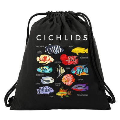 Types Of Cichlid Fish Species Cichlids Aquarium Drawstring Bag