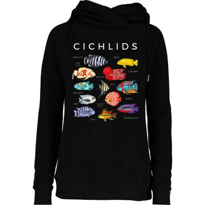 Types Of Cichlid Fish Species Cichlids Aquarium Womens Funnel Neck Pullover Hood