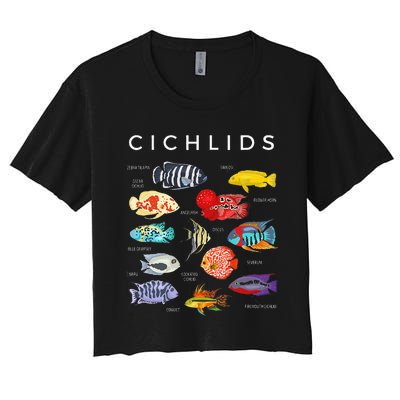 Types Of Cichlid Fish Species Cichlids Aquarium Women's Crop Top Tee