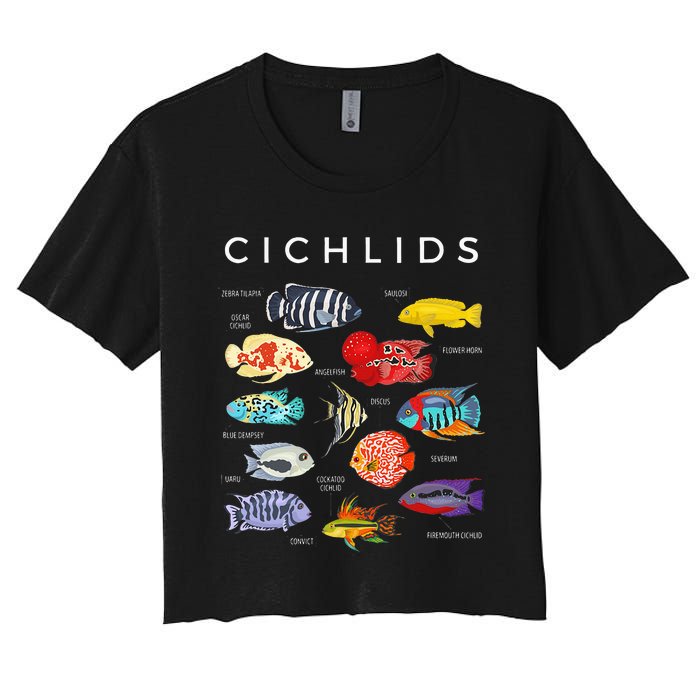 Types Of Cichlid Fish Species Cichlids Aquarium Women's Crop Top Tee