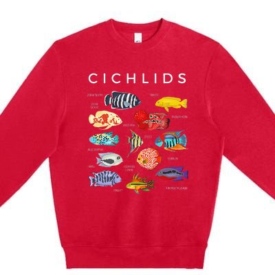 Types Of Cichlid Fish Species Cichlids Aquarium Premium Crewneck Sweatshirt