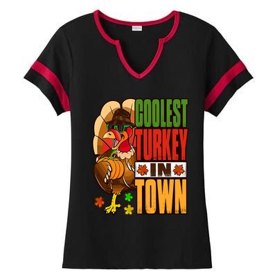 Thanksgiving Outfit Coolest Turkey In Town Gift Ladies Halftime Notch Neck Tee