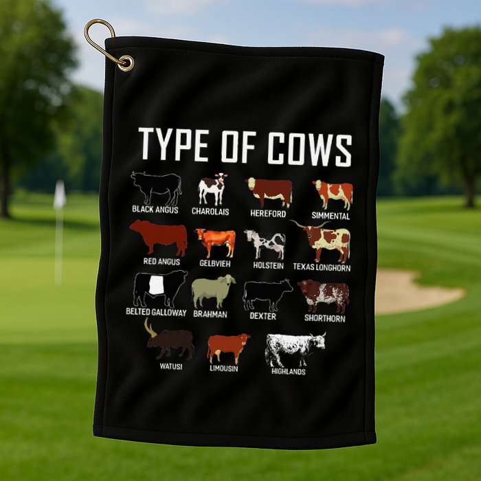 Types Of Cows Farmer Costume Cow Golf Towel