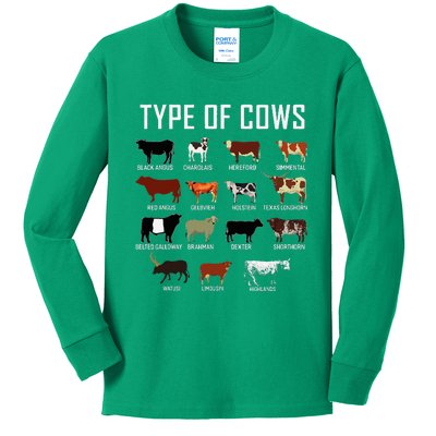 Types Of Cows Farmer Costume Cow Kids Long Sleeve Shirt