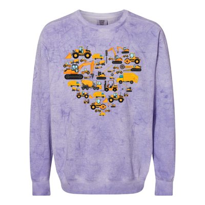 Types Of Construction Excavator Bulldozer Truck Crane Colorblast Crewneck Sweatshirt