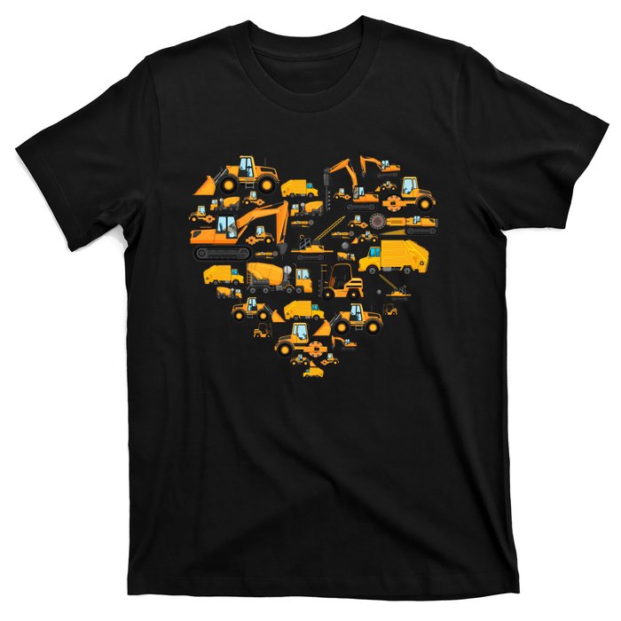 Types Of Construction Excavator Bulldozer Truck Crane T-Shirt